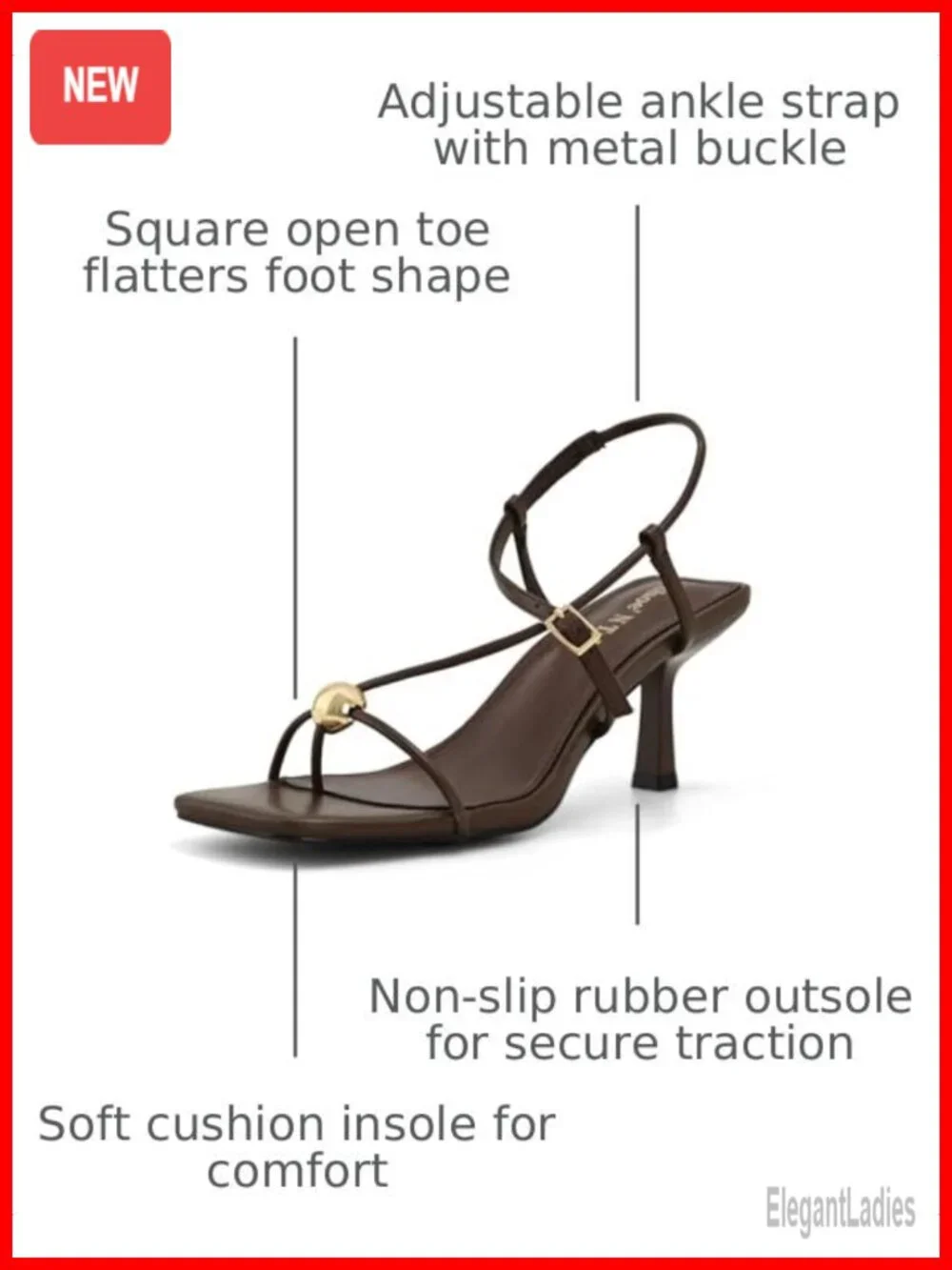Kitten Heel Sandals Square Open Toe Strappy Ankle Strap Flip Flop Dress Party